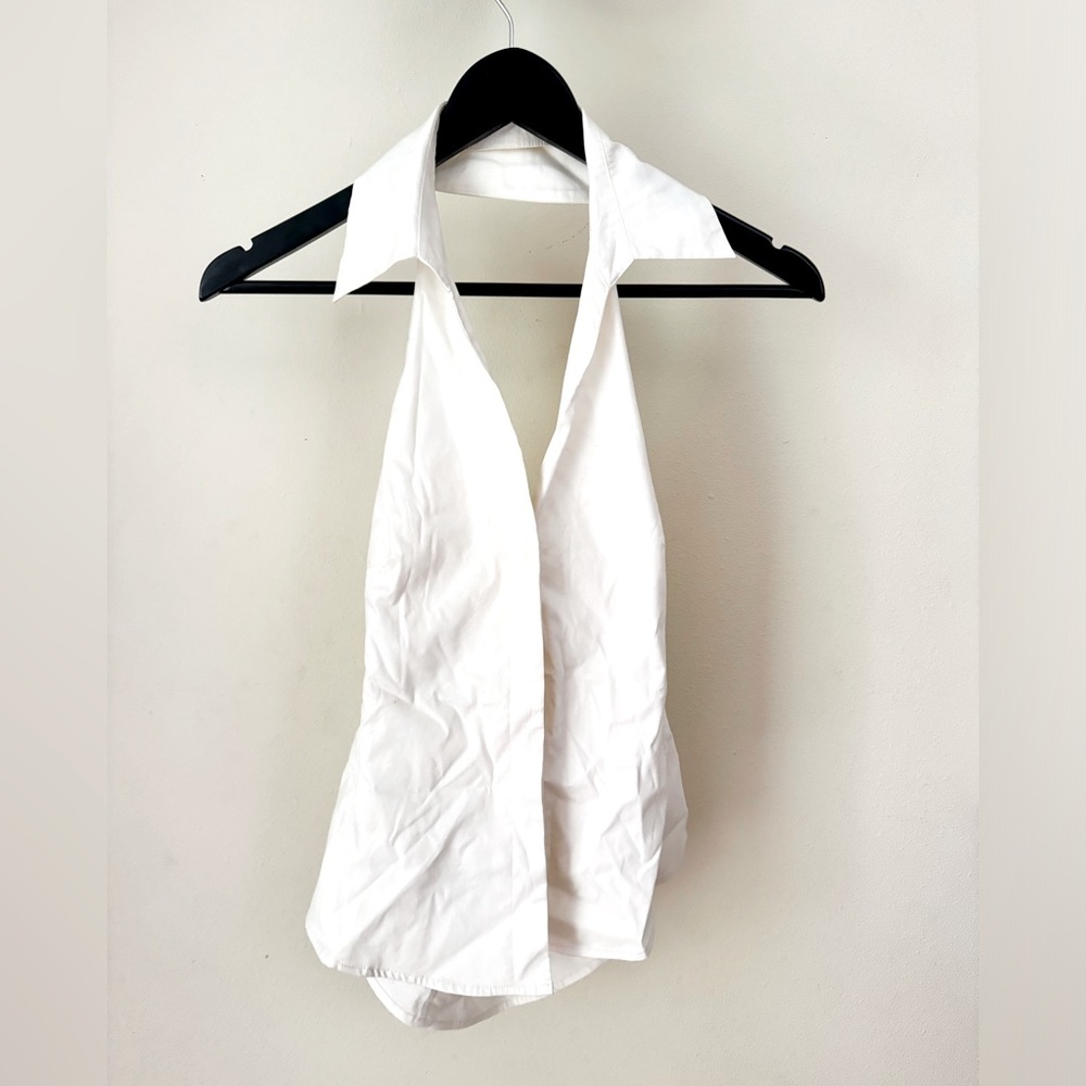 White open back collared tank